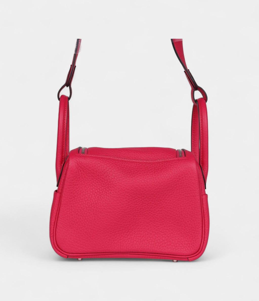Hermès Mini Lindy Framboise Clemence Palladium Hardware