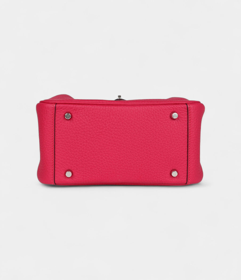 Hermès Mini Lindy Framboise Clemence Palladium Hardware