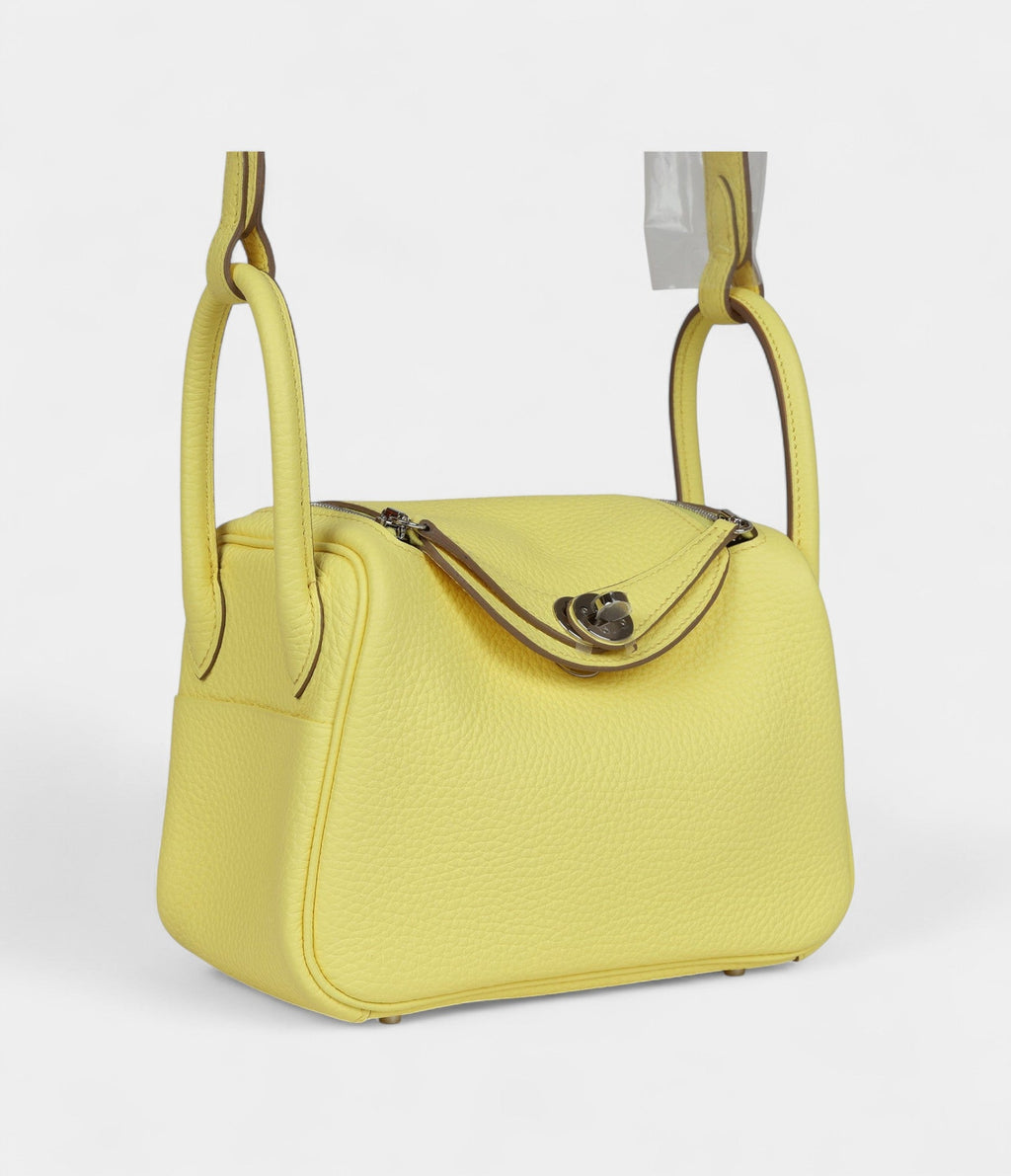 Hermès Mini Lindy Limoncello Clemence Palladium Hardware