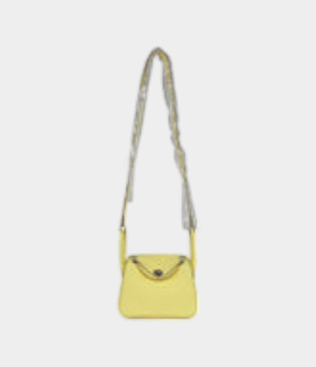 Hermès Mini Lindy Limoncello Clemence Palladium Hardware