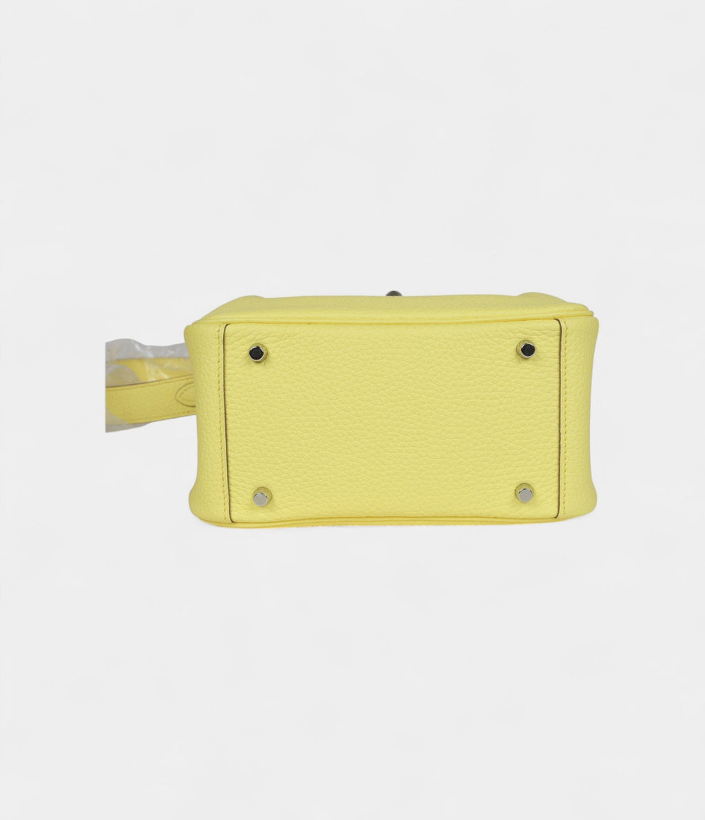 Hermès Mini Lindy Limoncello Clemence Palladium Hardware