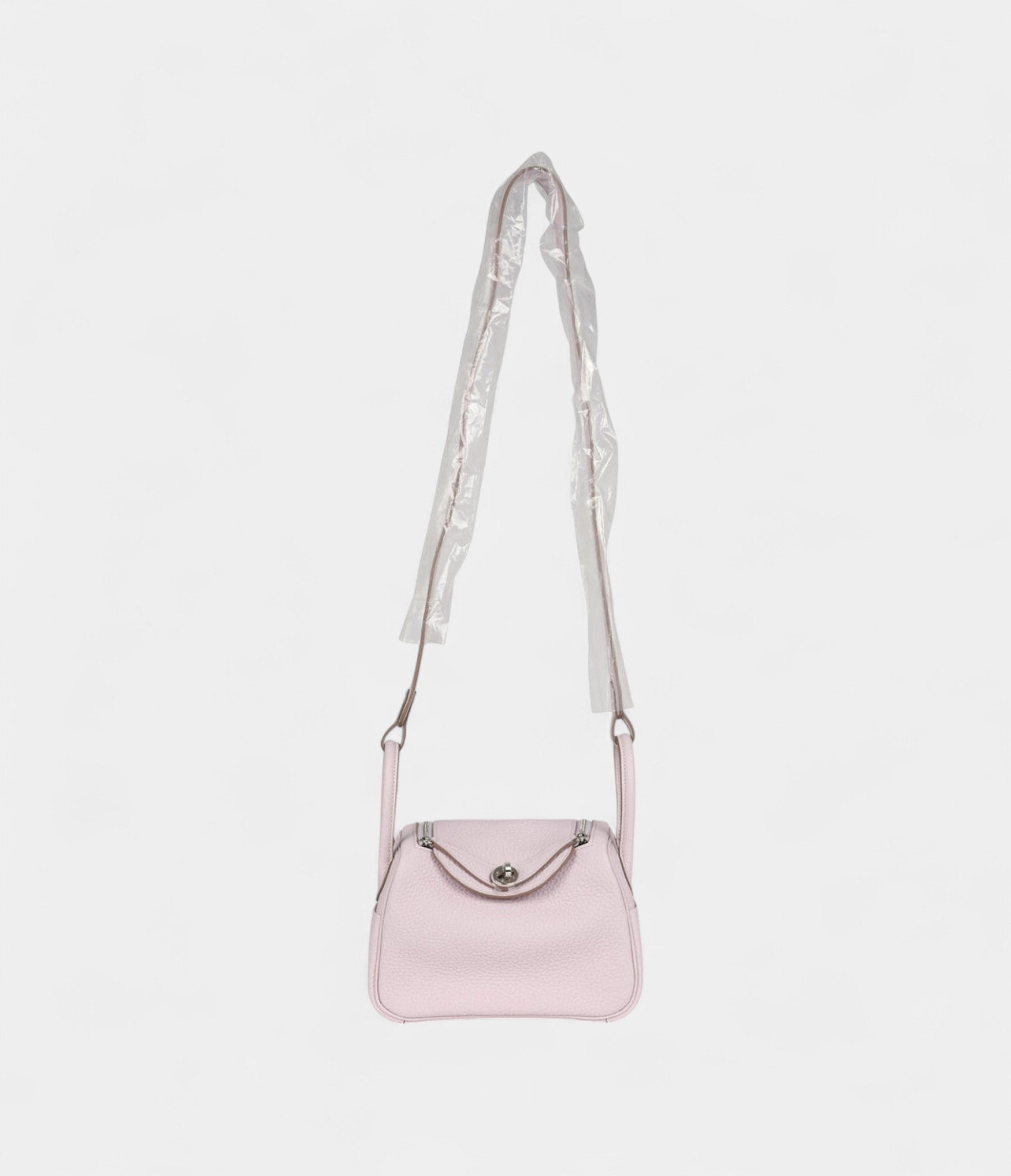 Hermès Mini Lindy Mauve Pale Verso Clemence Palladium Hardware