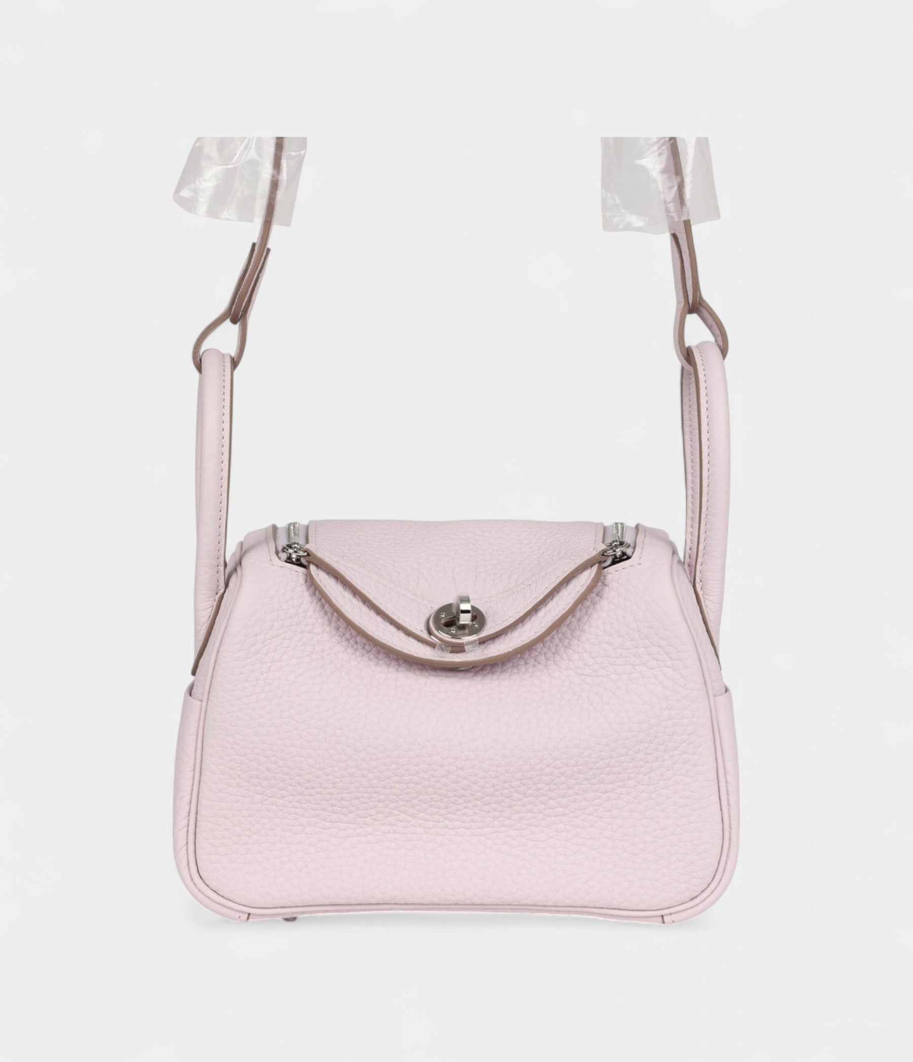 Hermès Mini Lindy Mauve Pale Verso Clemence Palladium Hardware