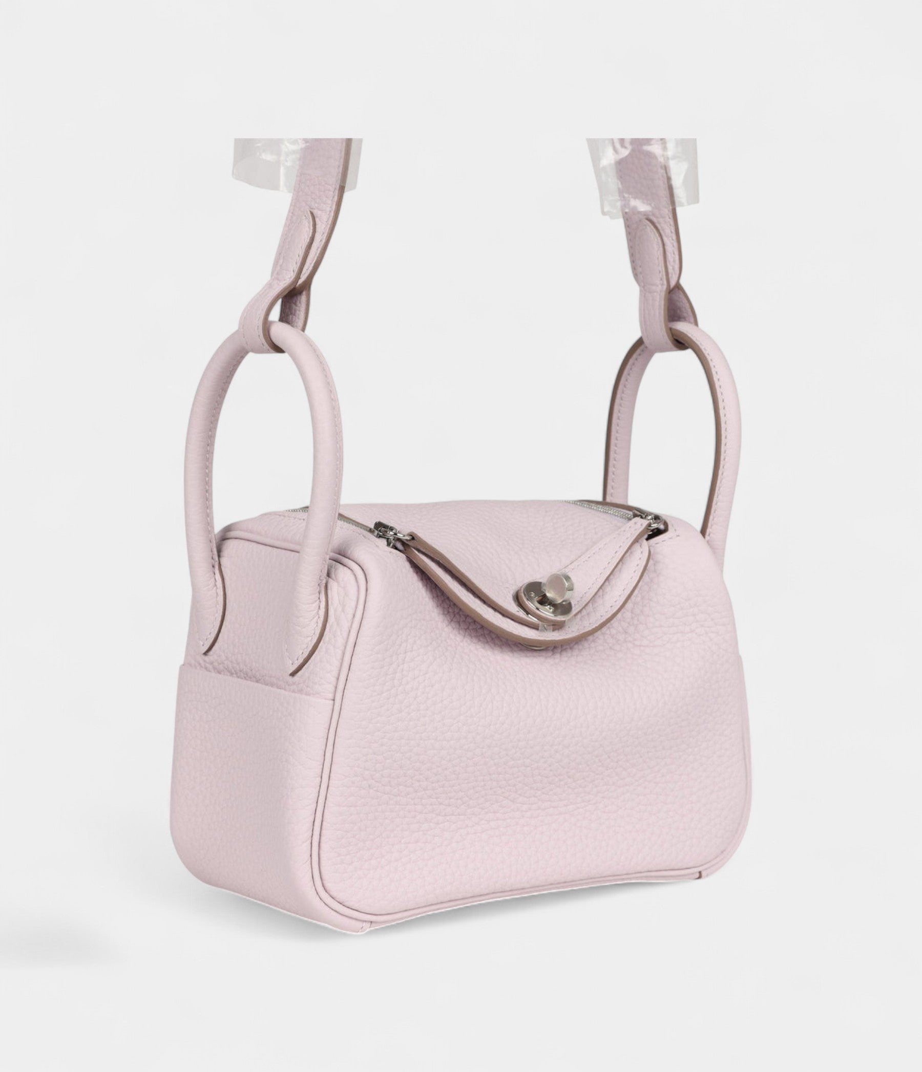 Hermès Mini Lindy Mauve Pale Verso Clemence Palladium Hardware