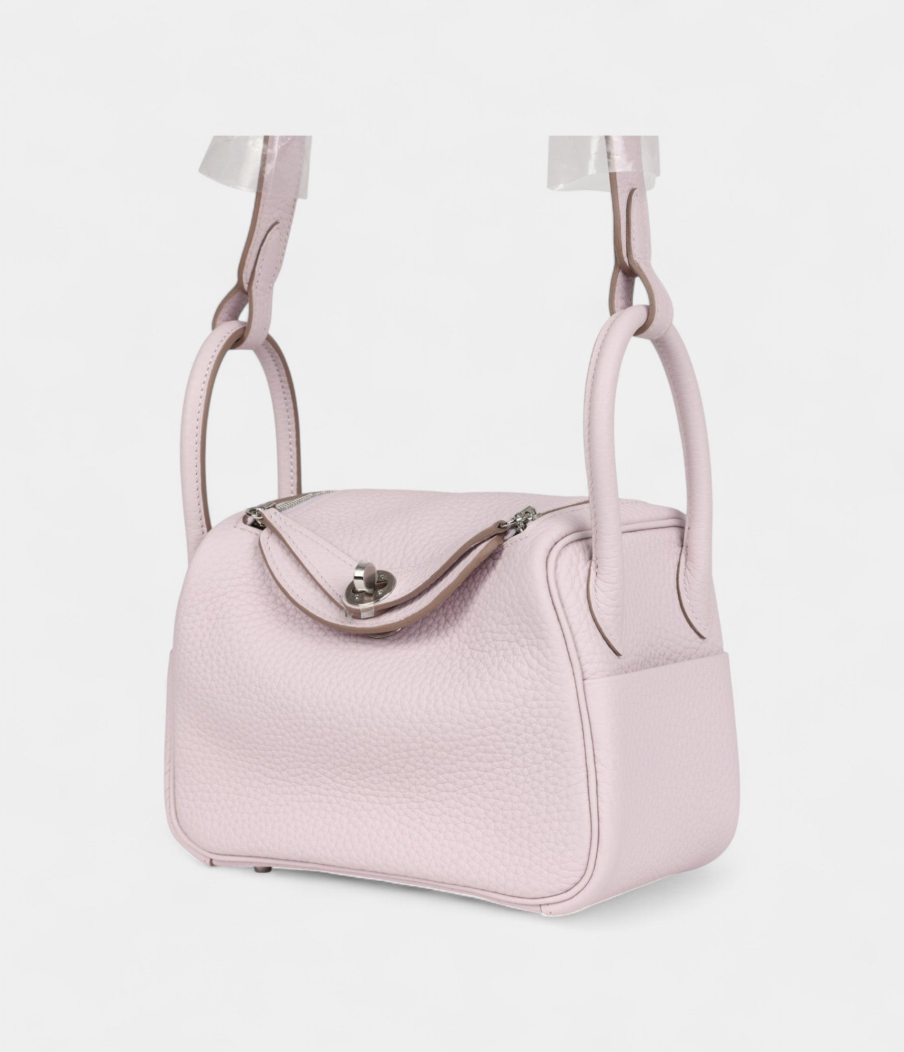 Hermès Mini Lindy Mauve Pale Verso Clemence Palladium Hardware