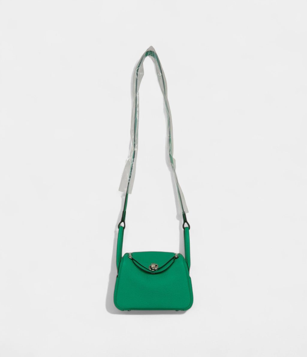 Hermès Mini Lindy Menthe Clemence Palladium Hardware