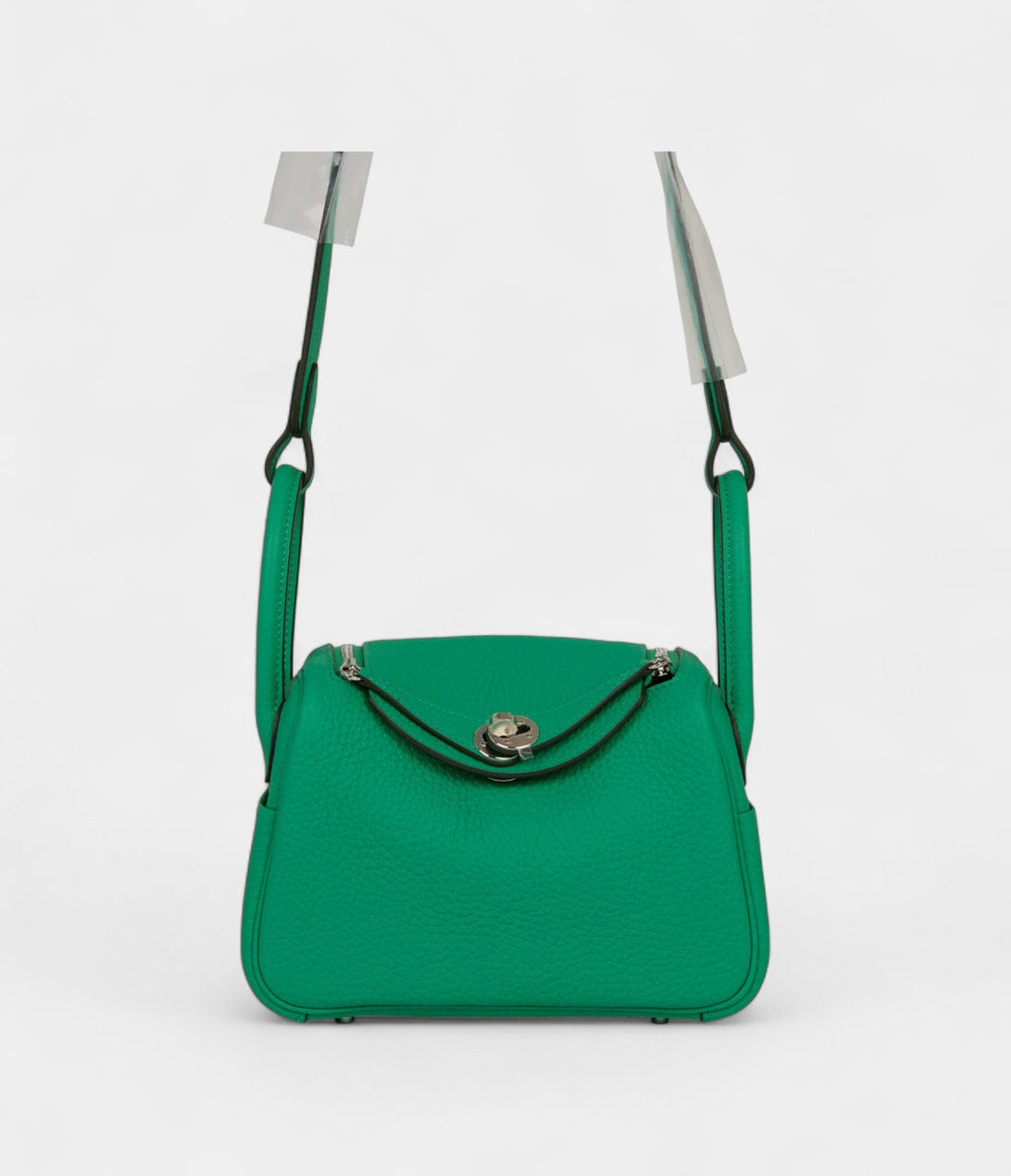 Hermès Mini Lindy Menthe Clemence Palladium Hardware