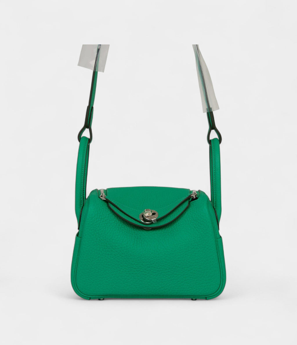 Hermès Mini Lindy Menthe Clemence Palladium Hardware