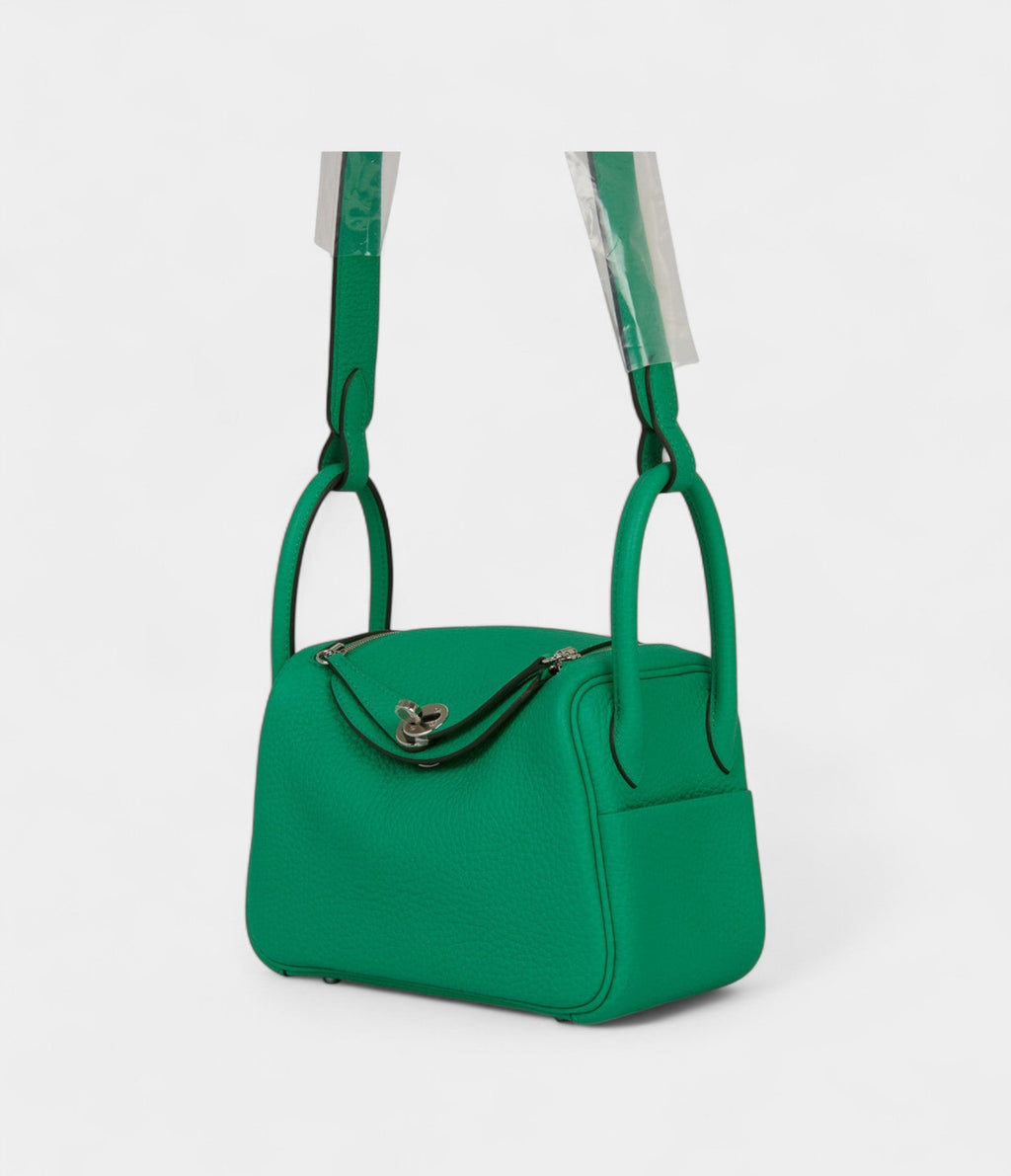 Hermès Mini Lindy Menthe Clemence Palladium Hardware