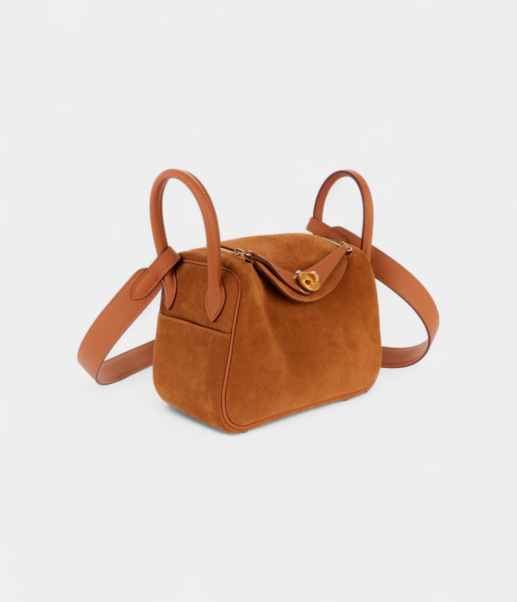Hermès Mini Lindy Rose Azaleas Chamois Gold Grizzly Swift Gold Hardware