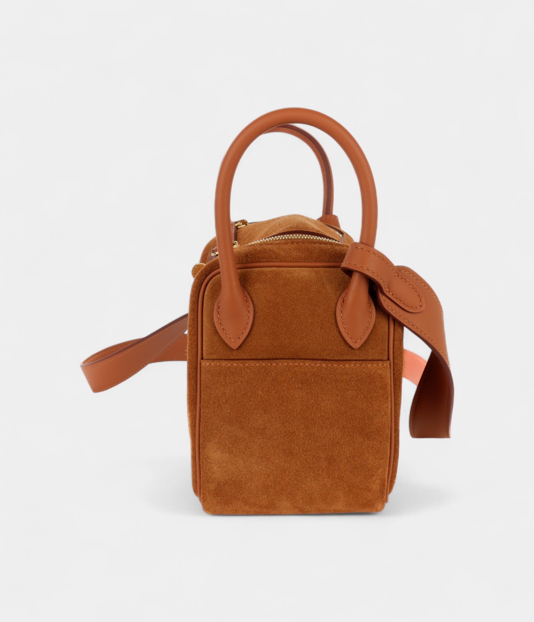 Hermès Mini Lindy Rose Azaleas Chamois Gold Grizzly Swift Gold Hardware