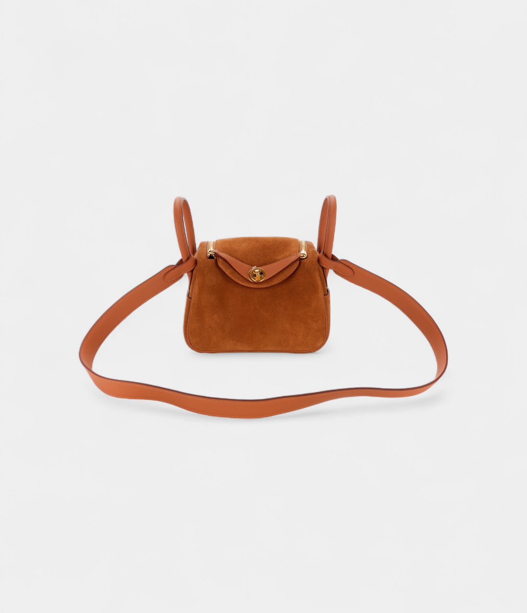 Hermès Mini Lindy Rose Azaleas Chamois Gold Grizzly Swift Gold Hardware