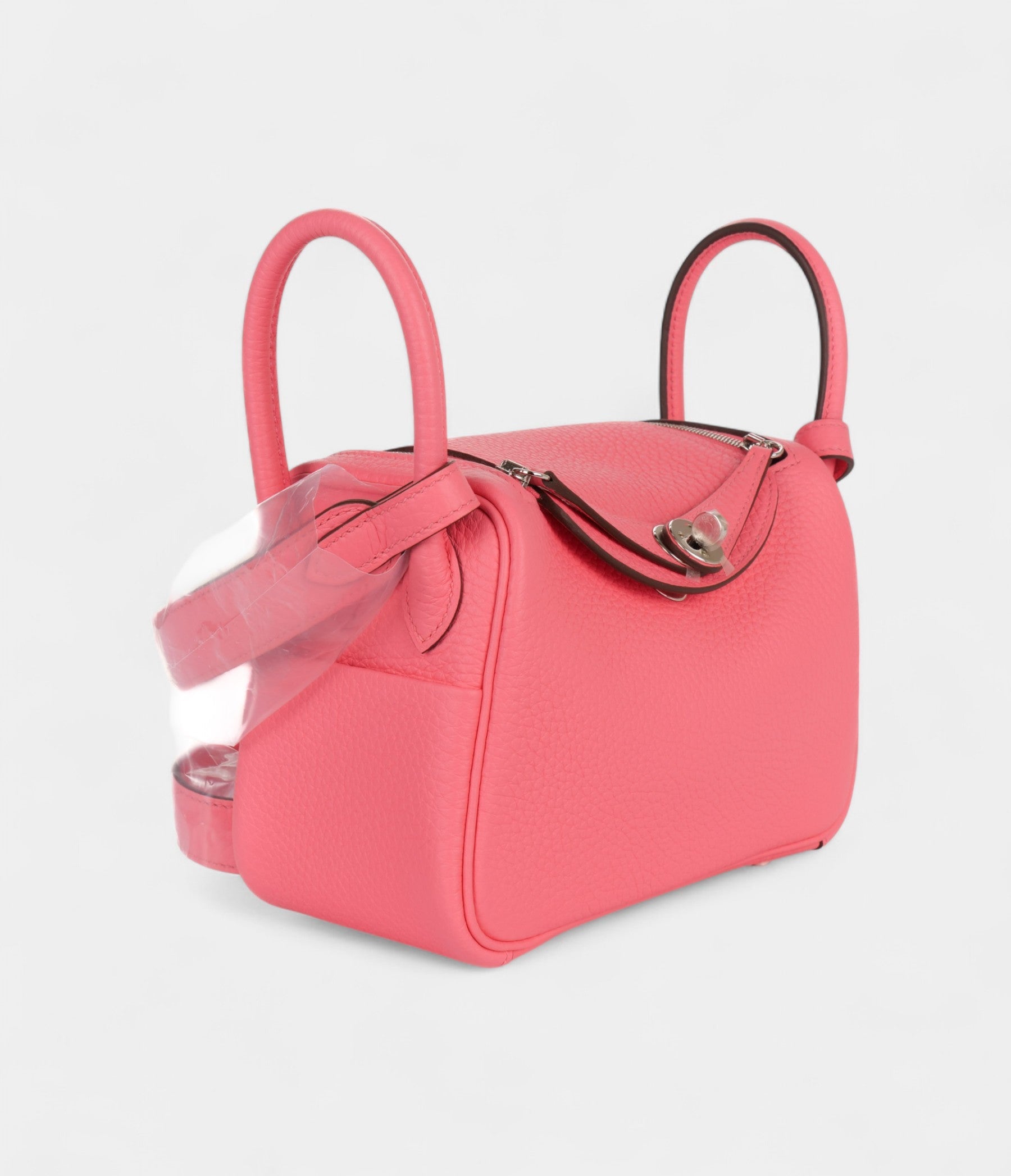 Hermès Mini Lindy Rose Azaleas Clemence Palladium Hardware