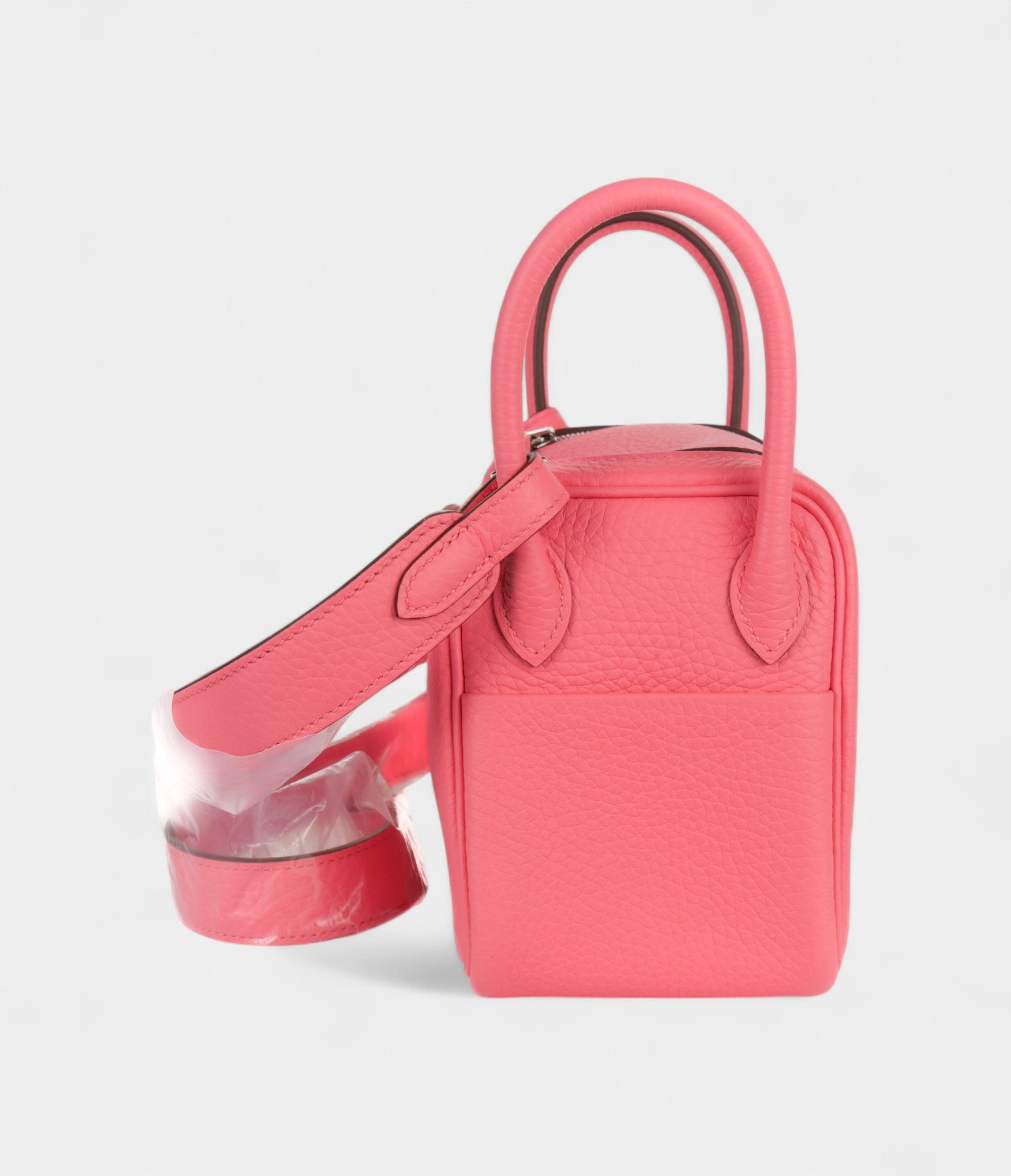 Hermès Mini Lindy Rose Azaleas Clemence Palladium Hardware
