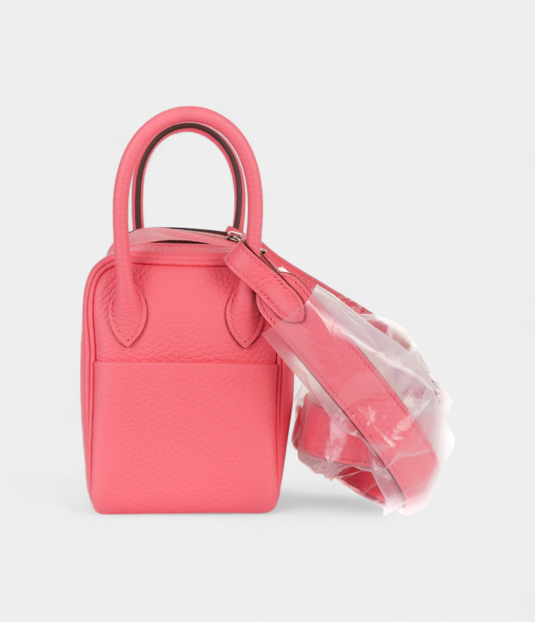 Hermès Mini Lindy Rose Azaleas Clemence Palladium Hardware