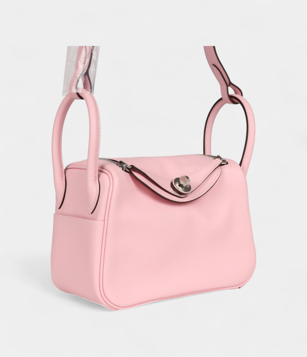 Hermès Mini Lindy Rose Sakura Swift Palladium Hardware
