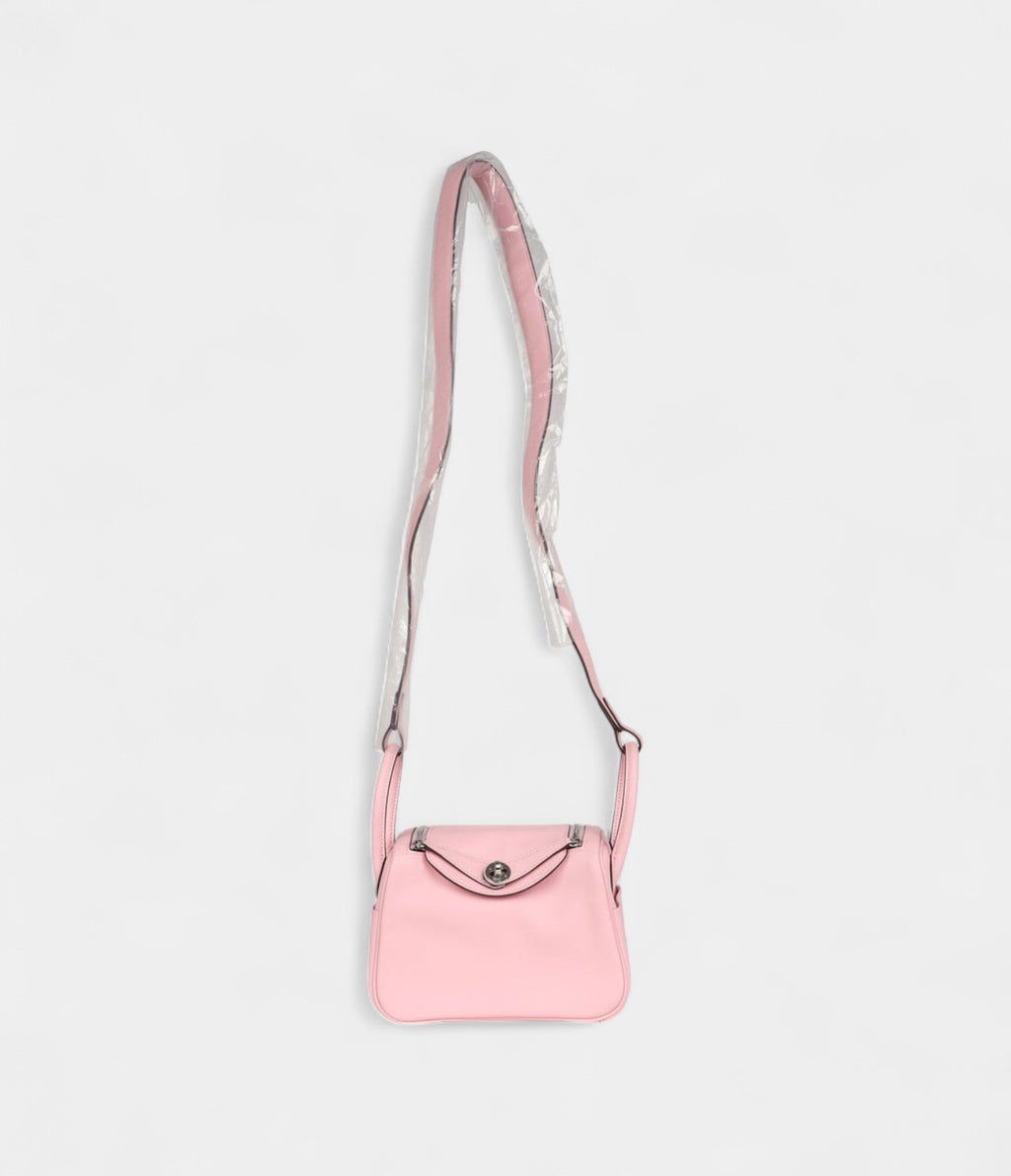 Hermès Mini Lindy Rose Sakura Swift Palladium Hardware