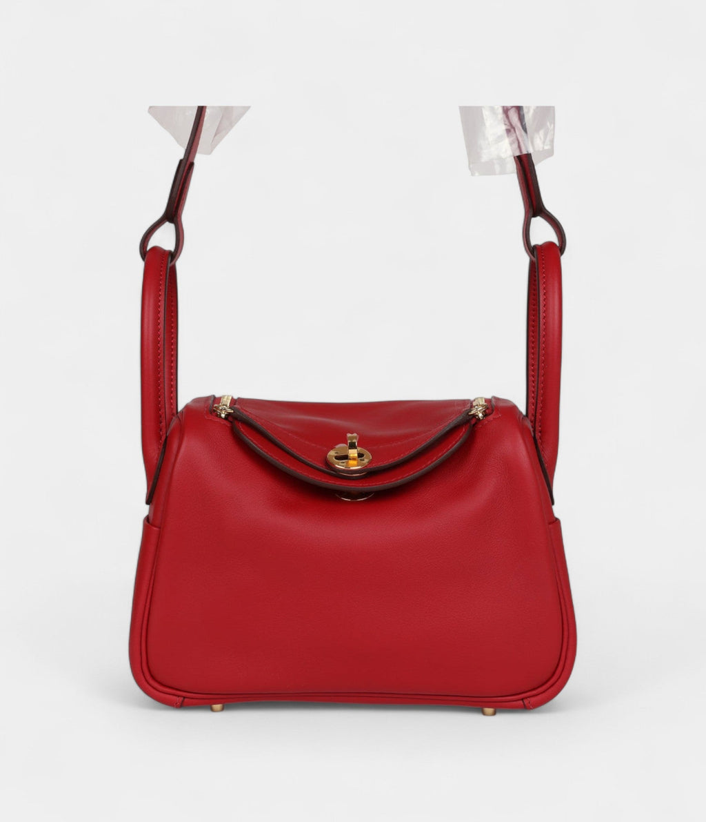 Hermès Mini Lindy Rouge Casaque Swift Gold Hardware