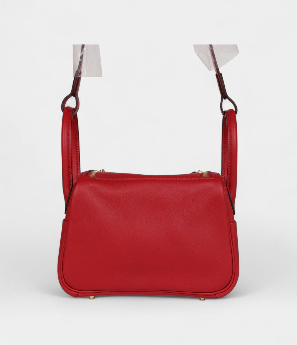 Hermès Mini Lindy Rouge Casaque Swift Gold Hardware