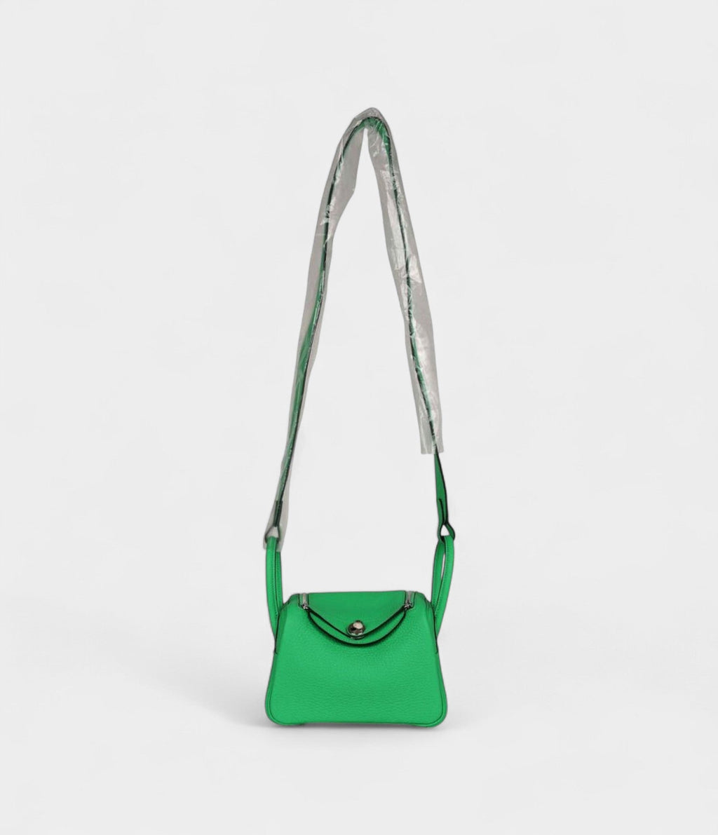 Hermès Mini Lindy Vert Comics Clemence Palladium Hardware