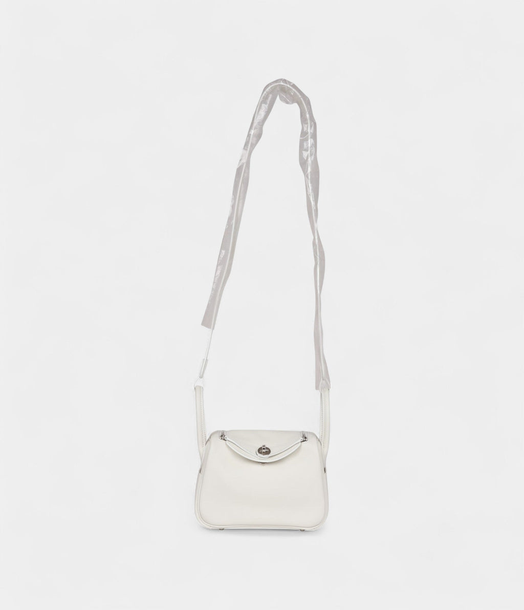 Hermès Mini Lindy White Swift Palladium Hardware