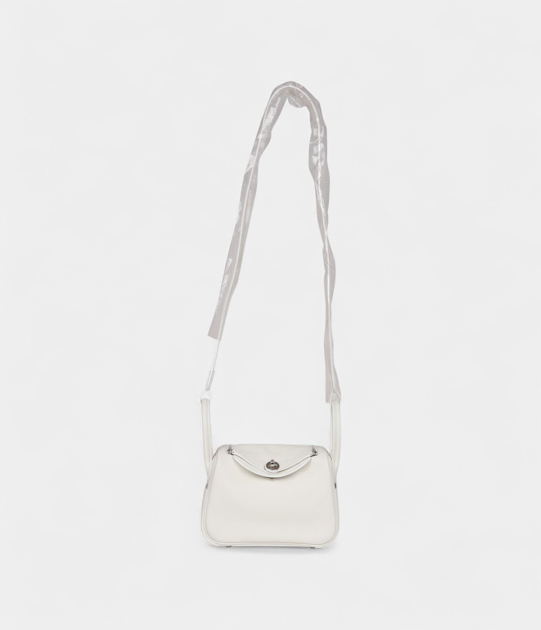 Hermès Mini Lindy White Swift Palladium Hardware