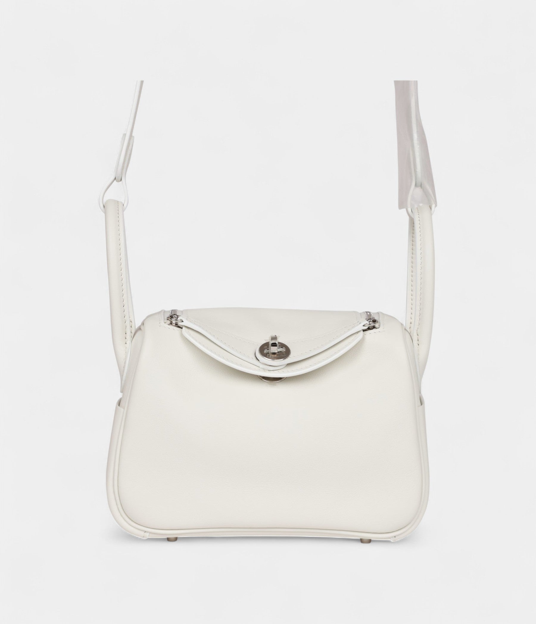 Hermès Mini Lindy White Swift Palladium Hardware