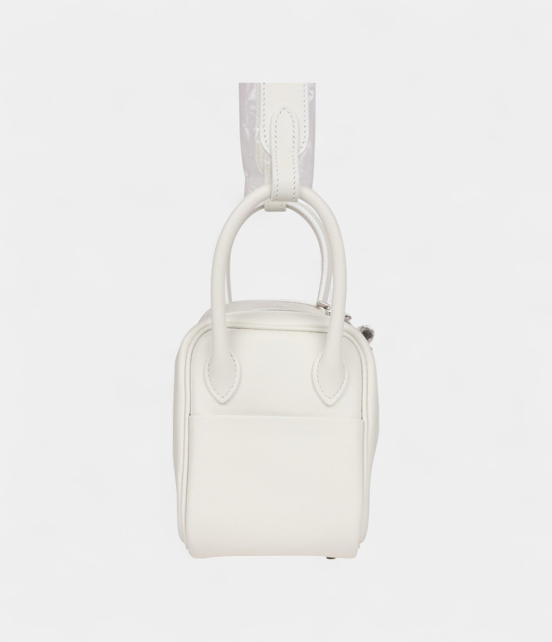 Hermès Mini Lindy White Swift Palladium Hardware