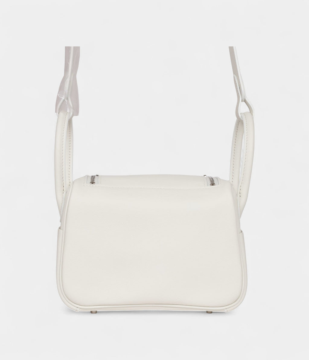 Hermès Mini Lindy White Swift Palladium Hardware