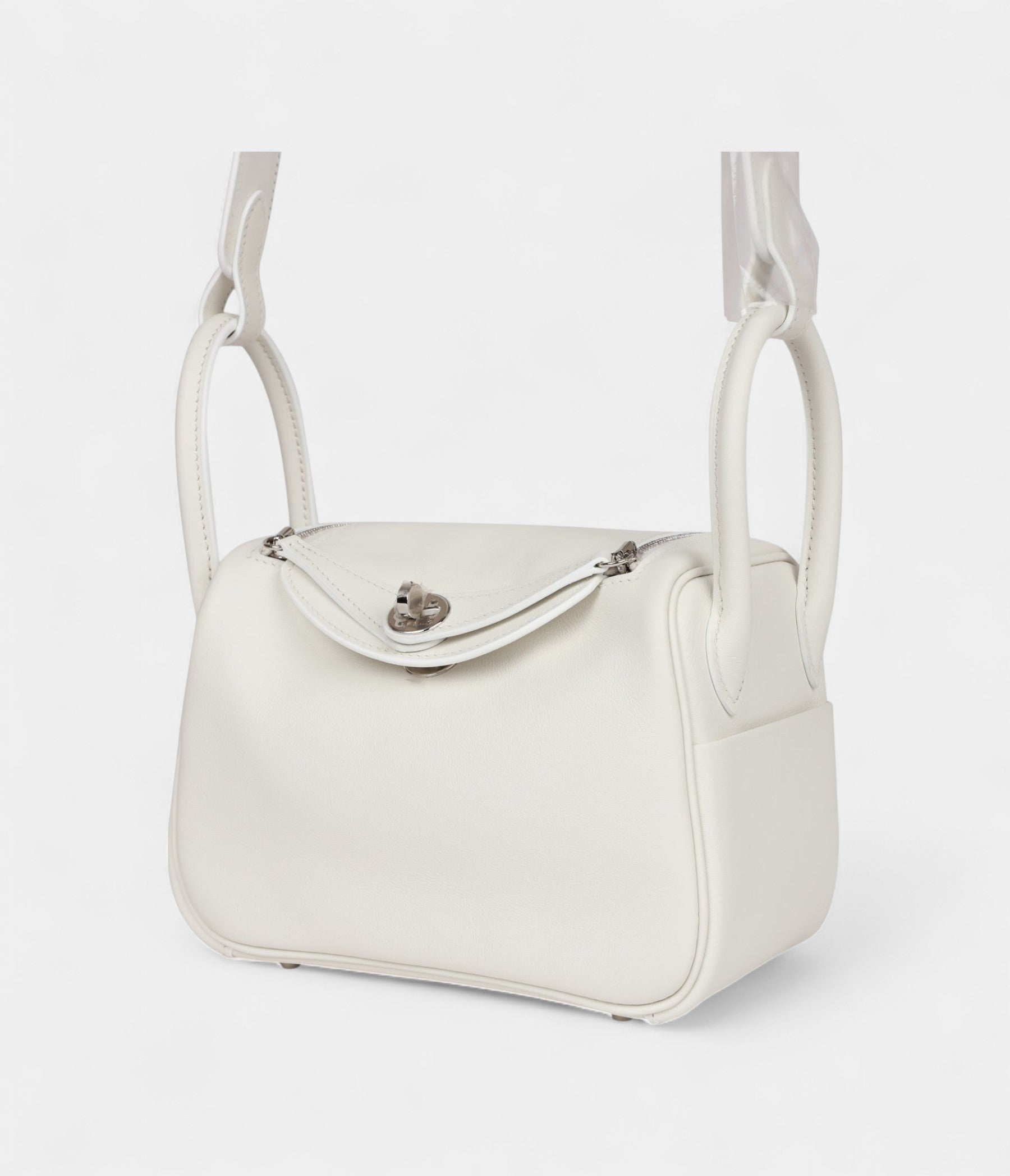Hermès Mini Lindy White Swift Palladium Hardware