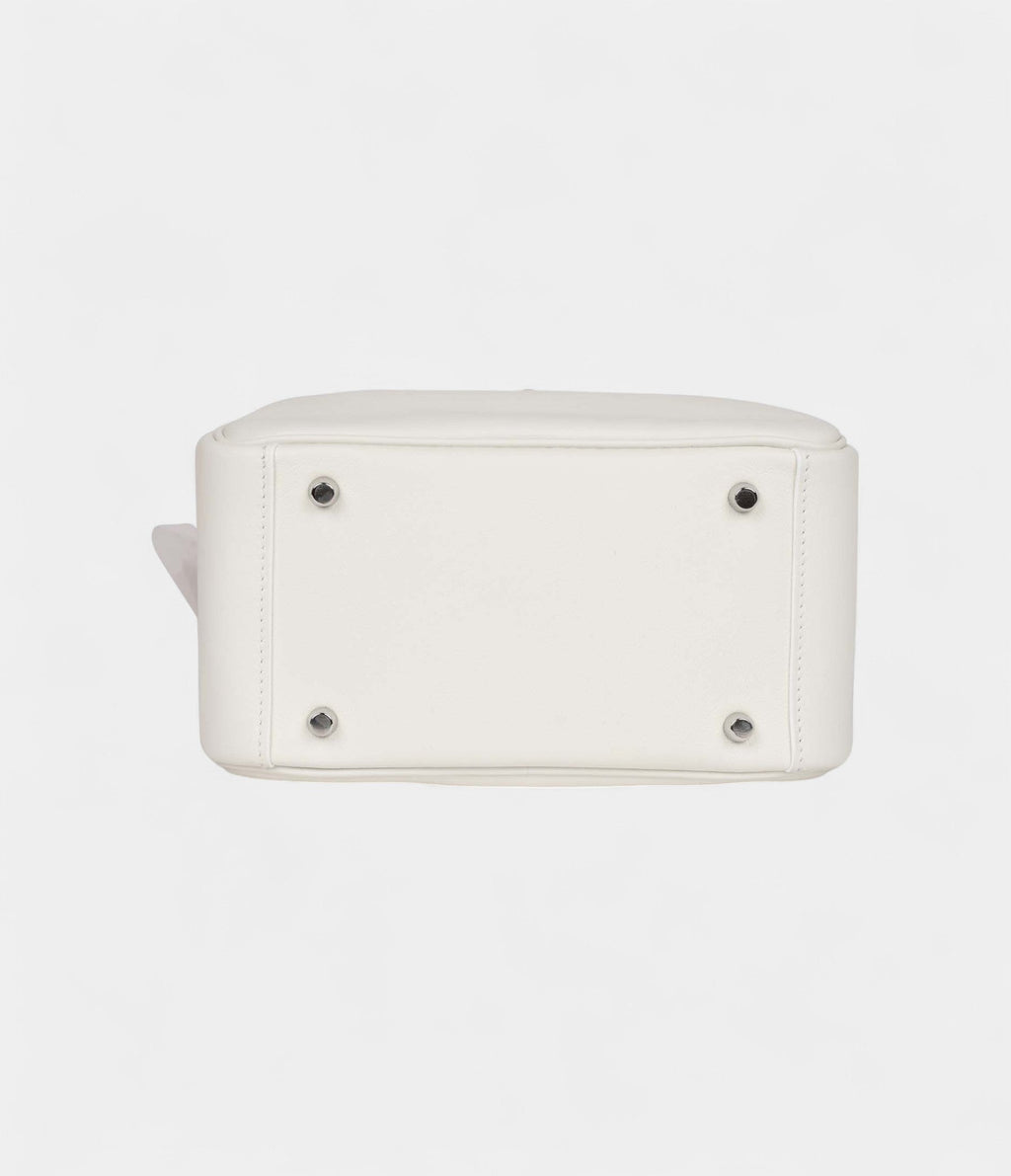 Hermès Mini Lindy White Swift Palladium Hardware