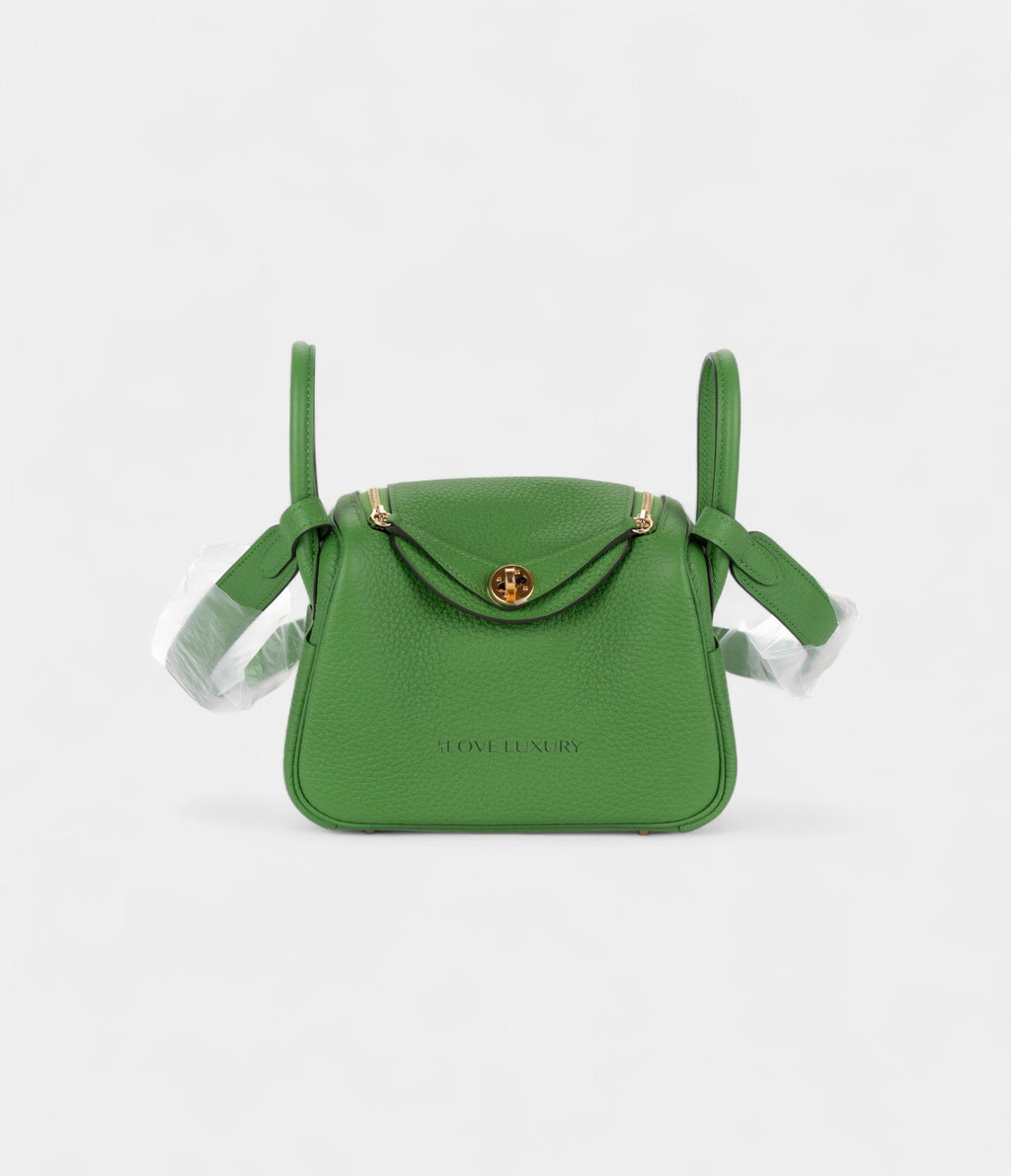 Hermès Mini Lindy Yucca Green Clemence Gold Hardware