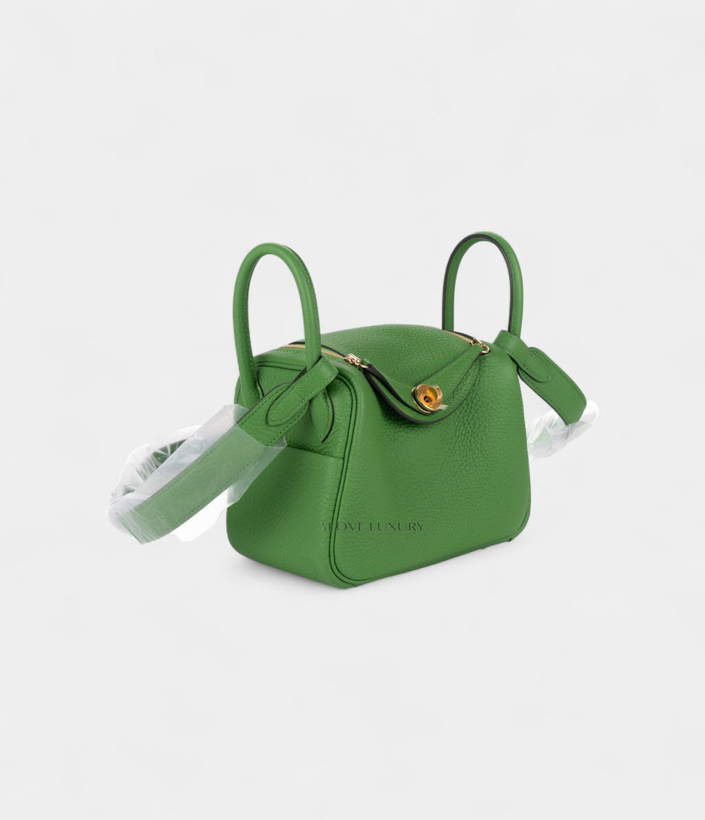 Hermès Mini Lindy Yucca Green Clemence Gold Hardware