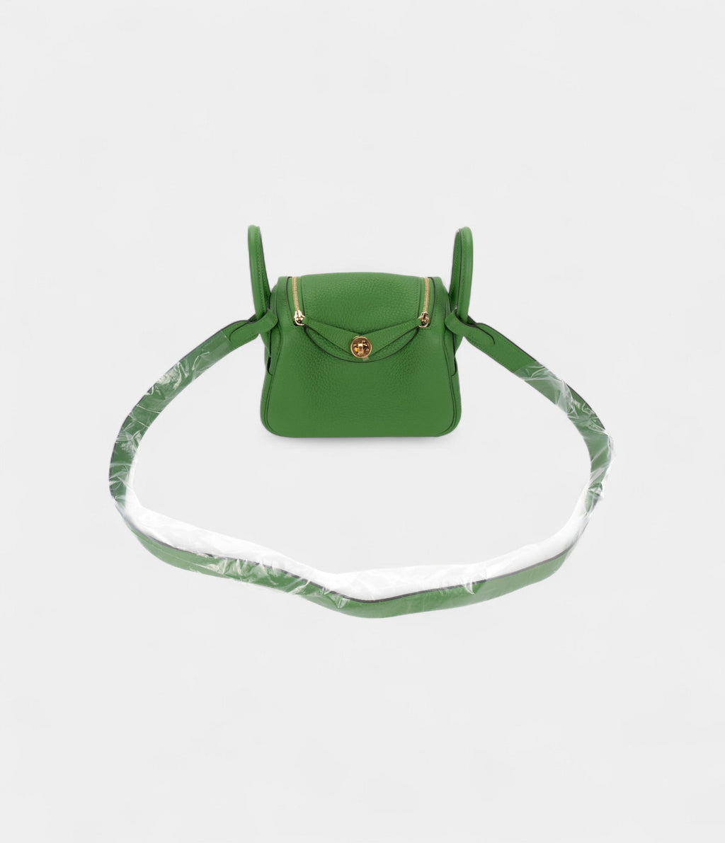 Hermès Mini Lindy Yucca Green Clemence Gold Hardware