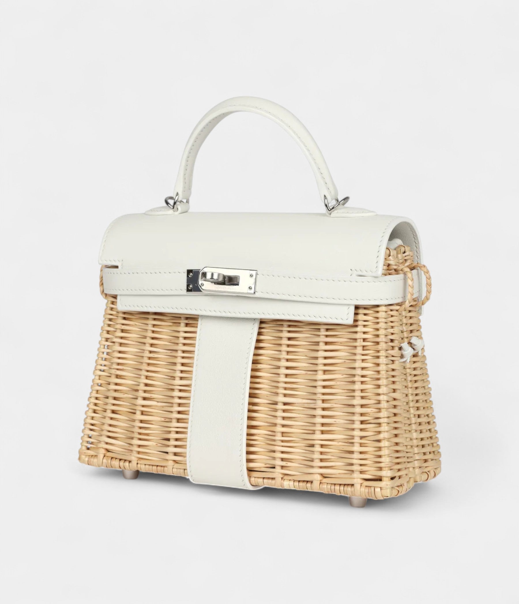 Hermès Mini Picnic Kelly 20 White Swift Palladium Hardware