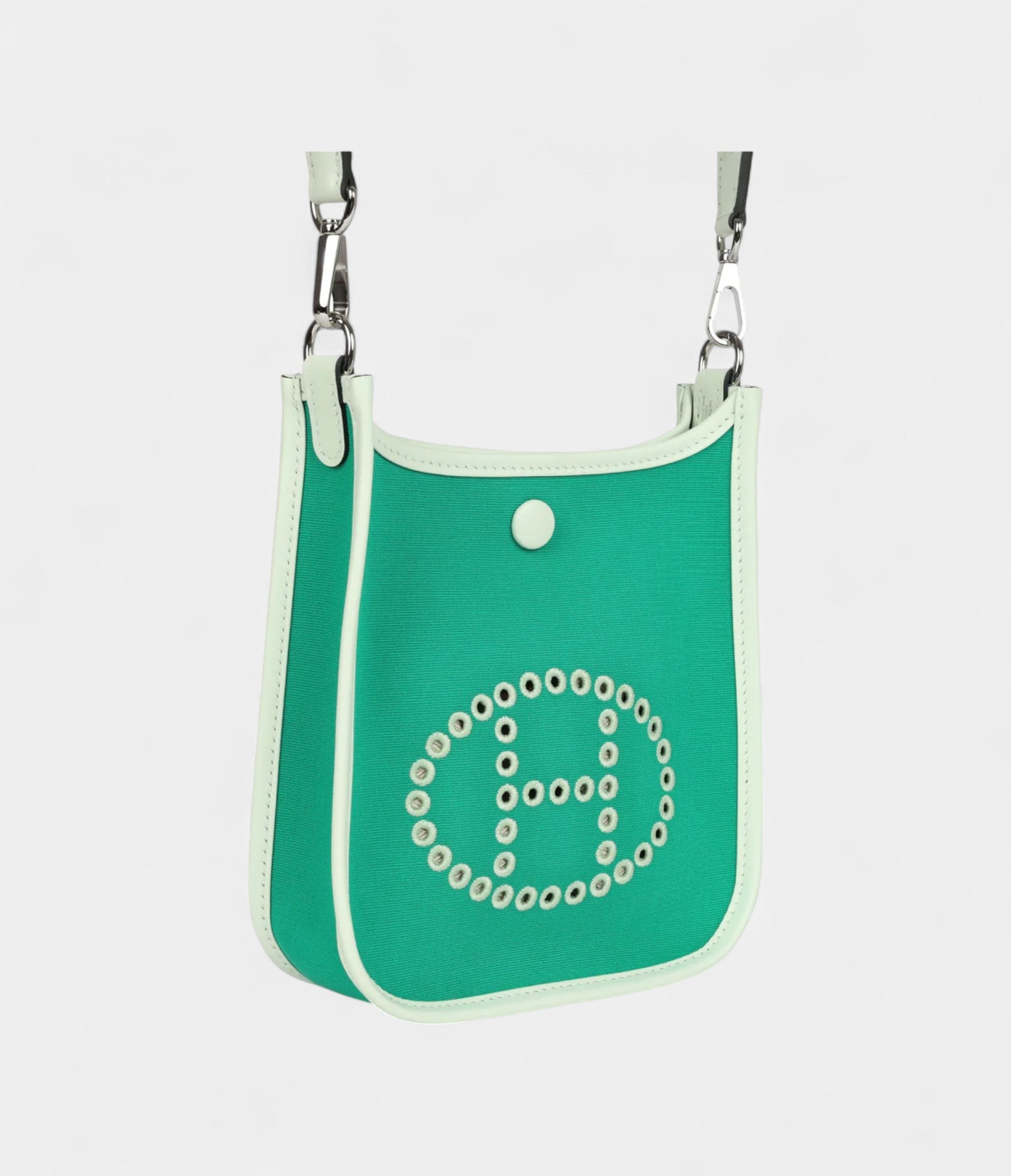 Hermès Neo Evelyne TPM Menthe Officier Canvas and Vert Fizz Swift Palladium Hardware