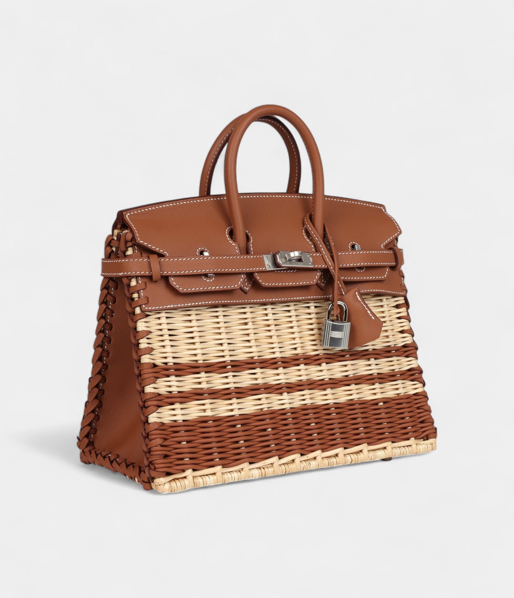 Hermès Picnic Birkin 25 Gold Swift and Stripe Wicker Palladium Hardware