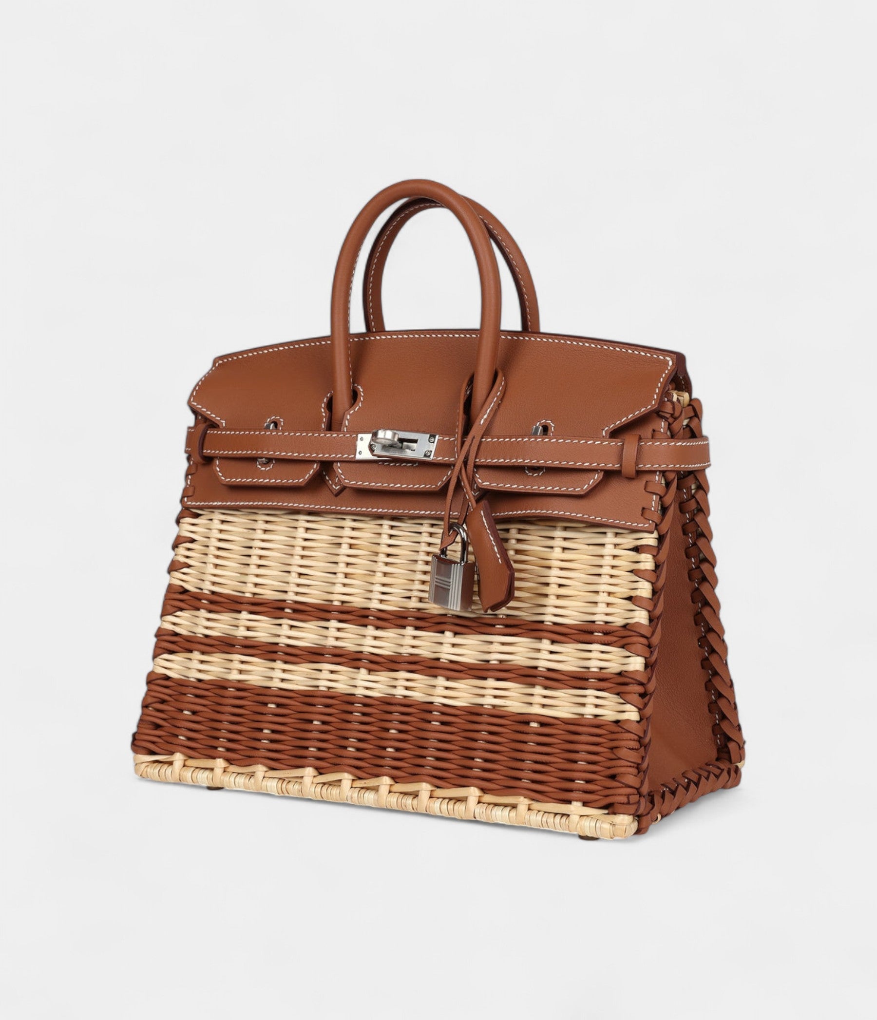 Hermès Picnic Birkin 25 Gold Swift and Stripe Wicker Palladium Hardware