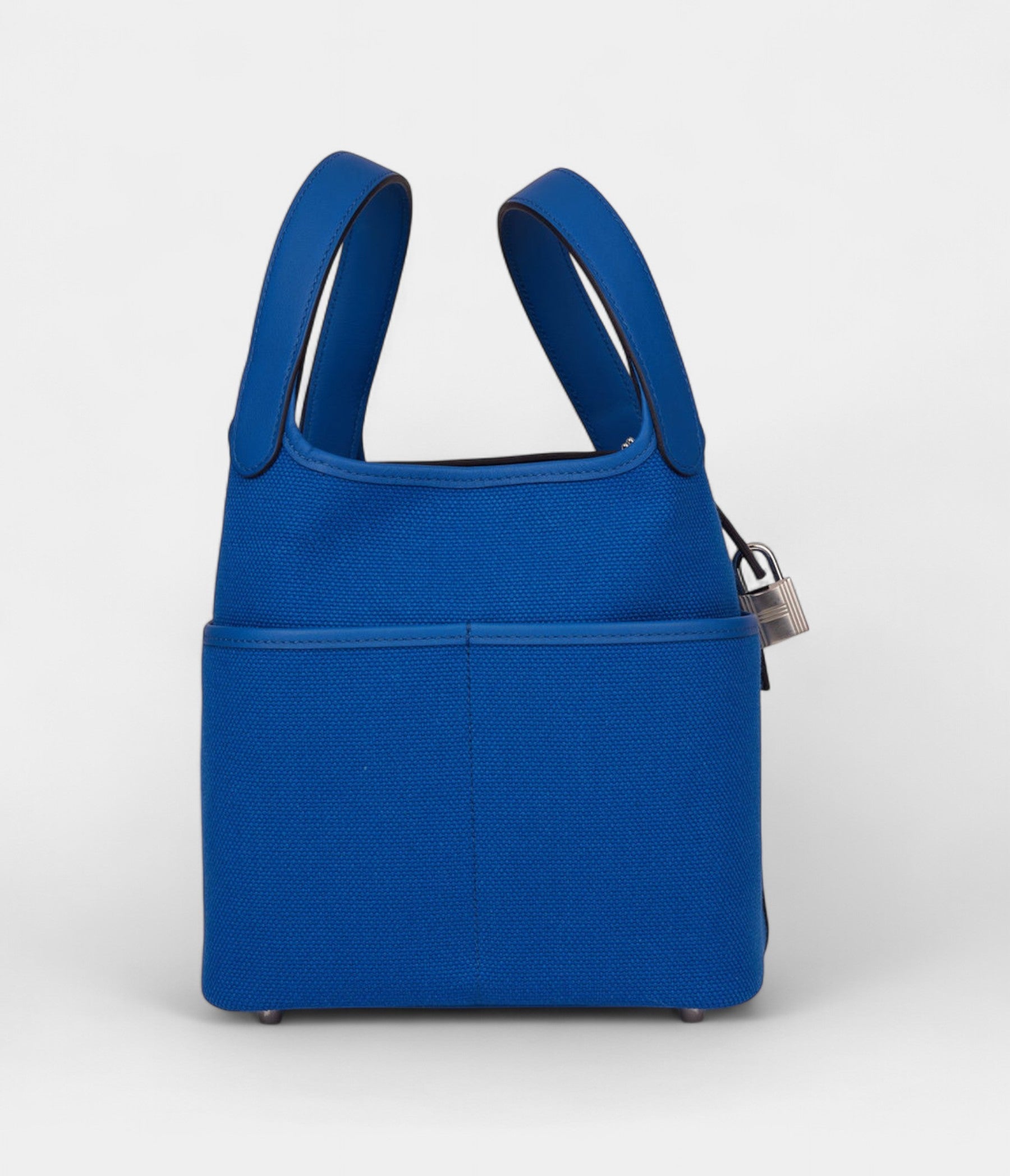 Hermès Picotin Lock 18 Bleu Swift and Toile Canvas Palladium Hardware