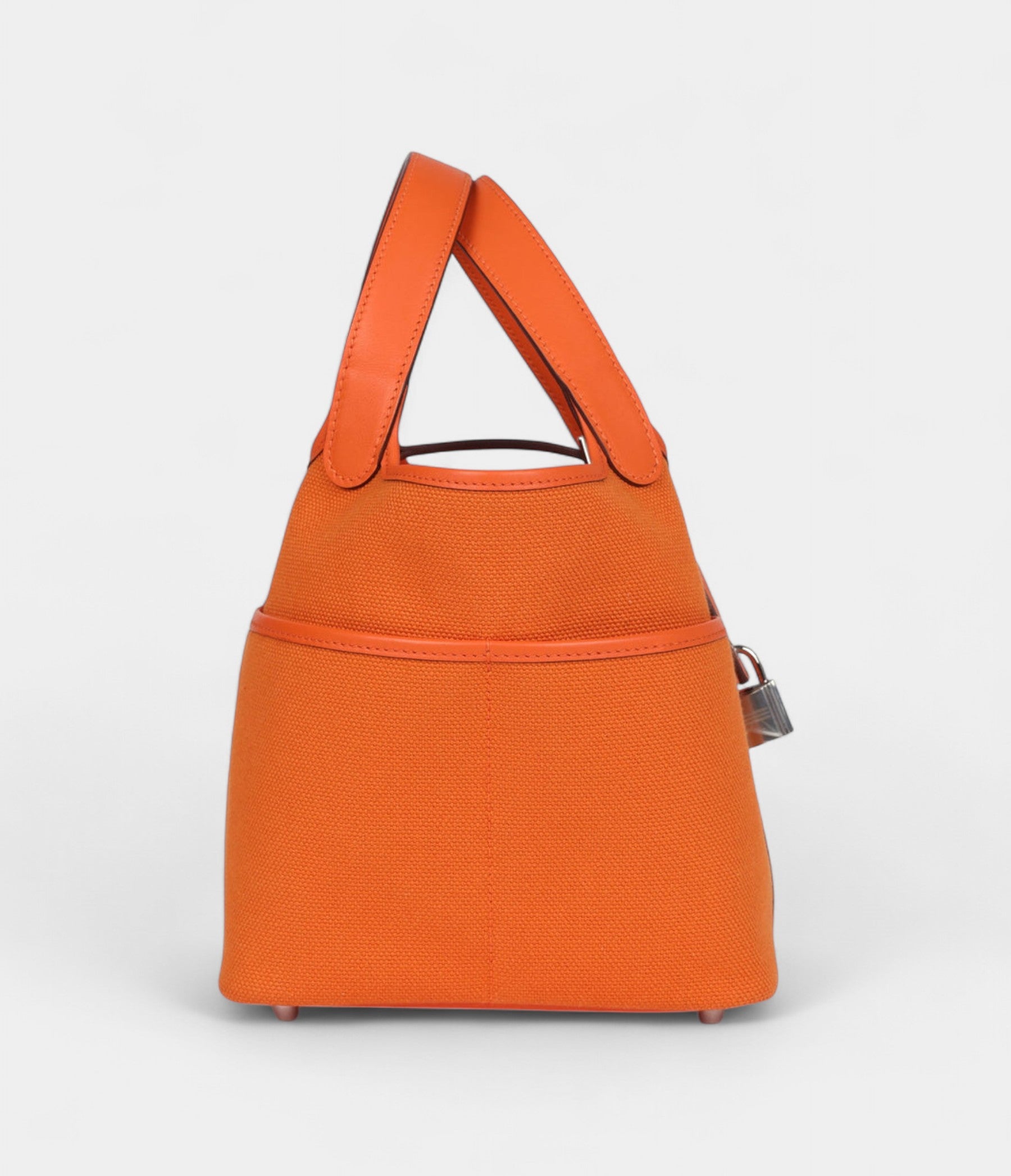 Hermès Picotin Lock 18 Cargo Orange Swift and Toile Canvas Palladium Hardware