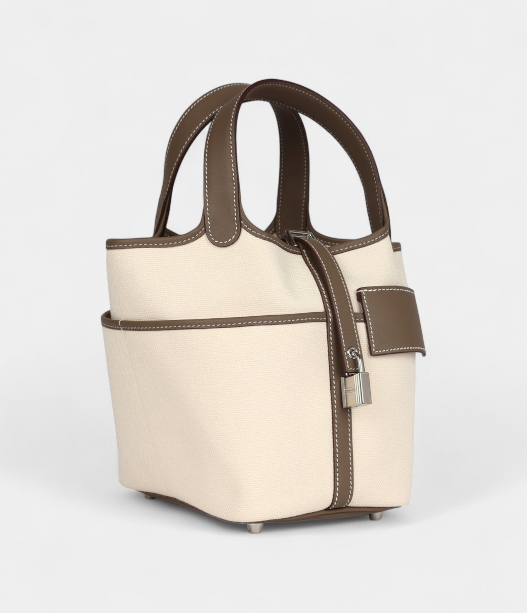 Hermès Picotin Lock 18 Cargo Toile Canvas and Etoupe Swift Palladium Hardware