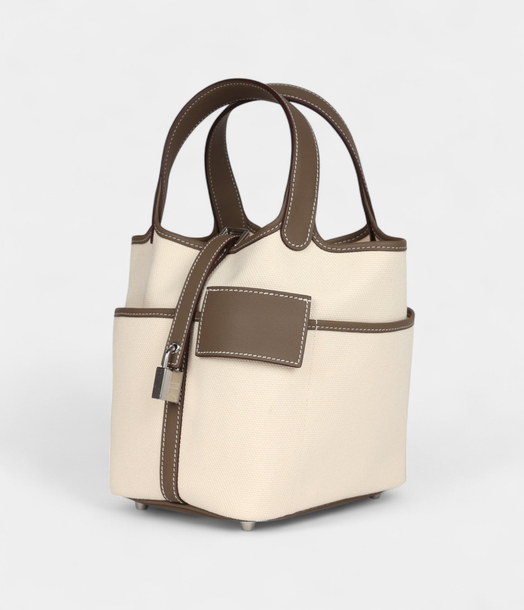 Hermès Picotin Lock 18 Cargo Toile Canvas and Etoupe Swift Palladium Hardware