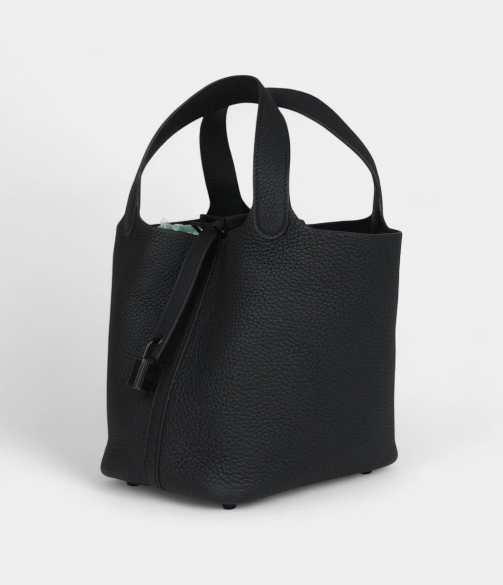 Hermès Picotin Lock 18 Monochrome Black Clemence Black Hardware