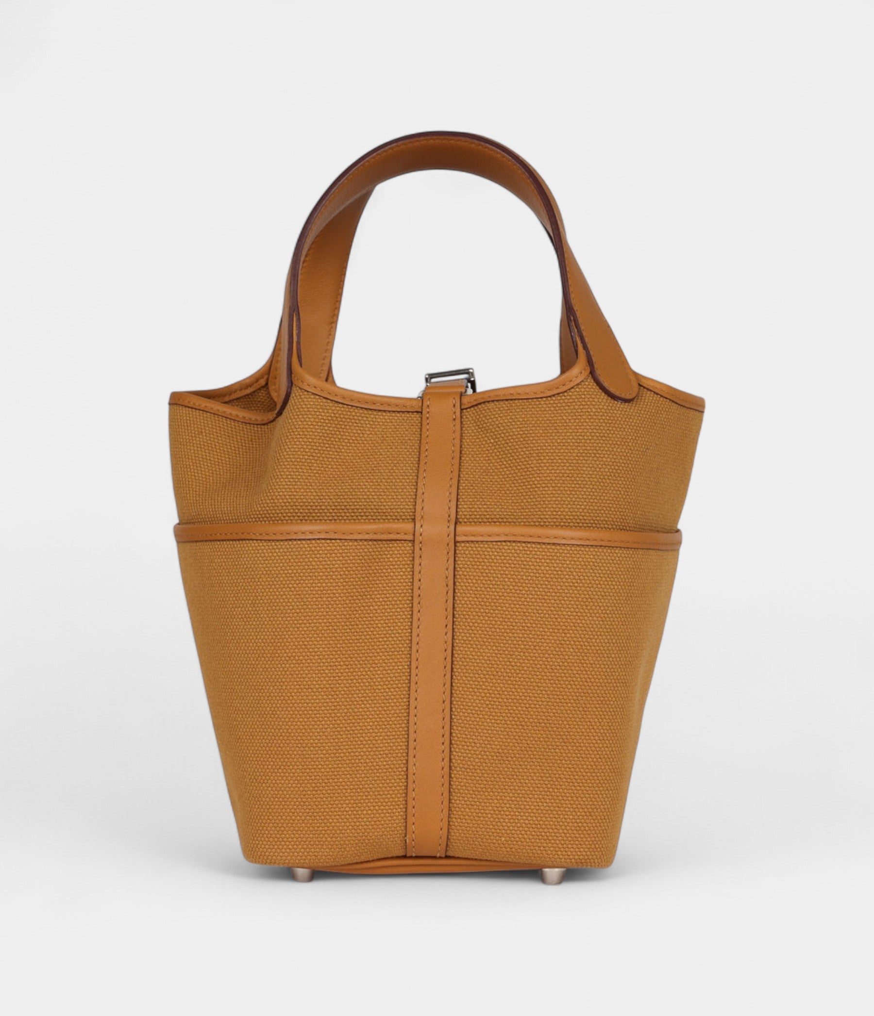 Hermès Picotin Lock 18 Sesame Swift and Toile Canvas Palladium Hardware
