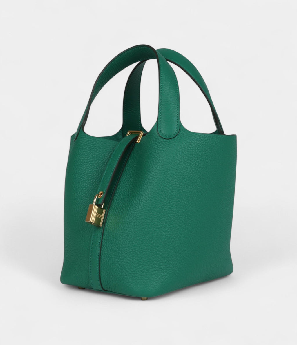 Hermès Picotin Lock 18 Vert Vertigo Clemence Gold Hardware