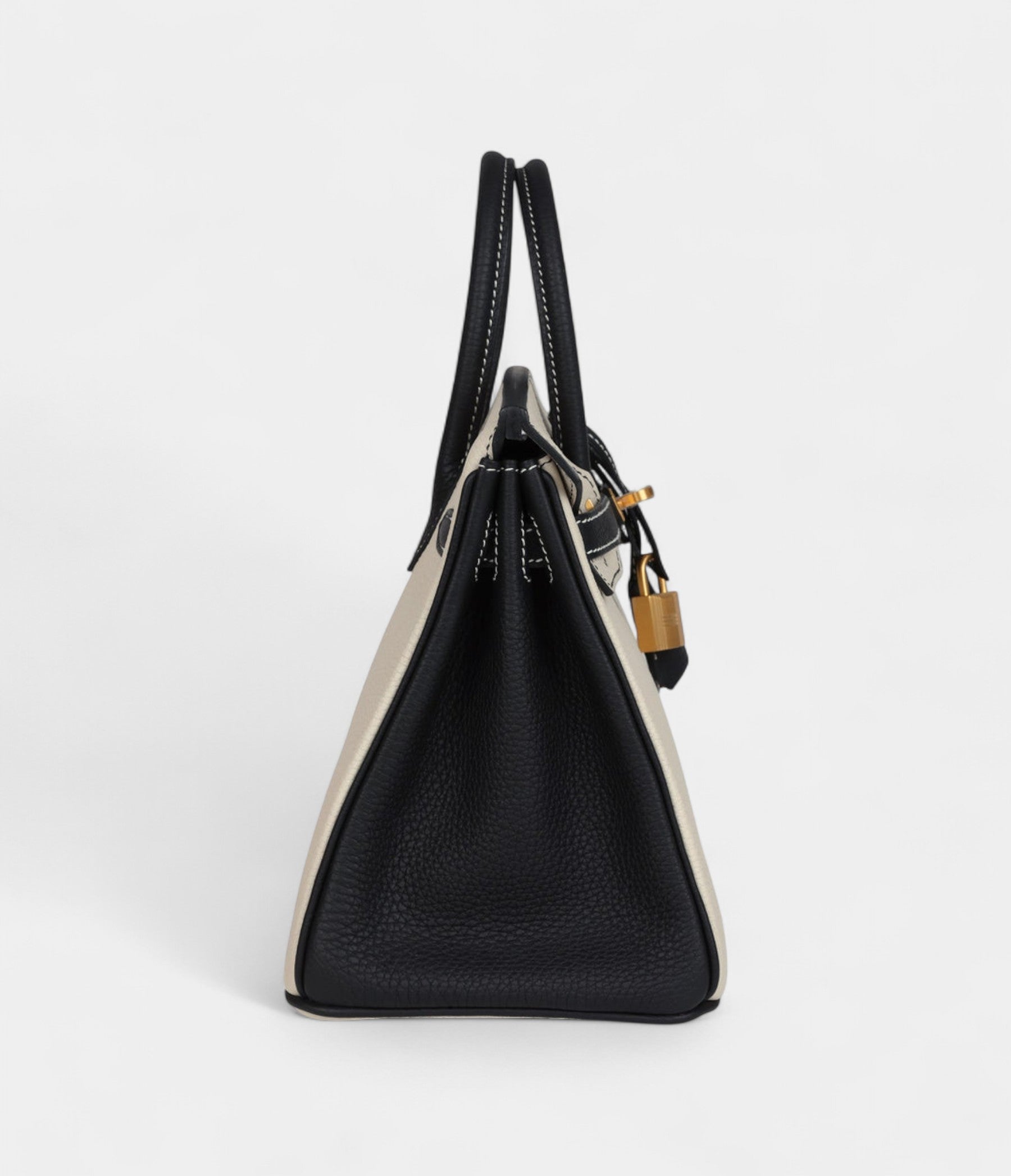 Hermès Birkin 25 Craie and Black Togo Brushed Gold Hardware