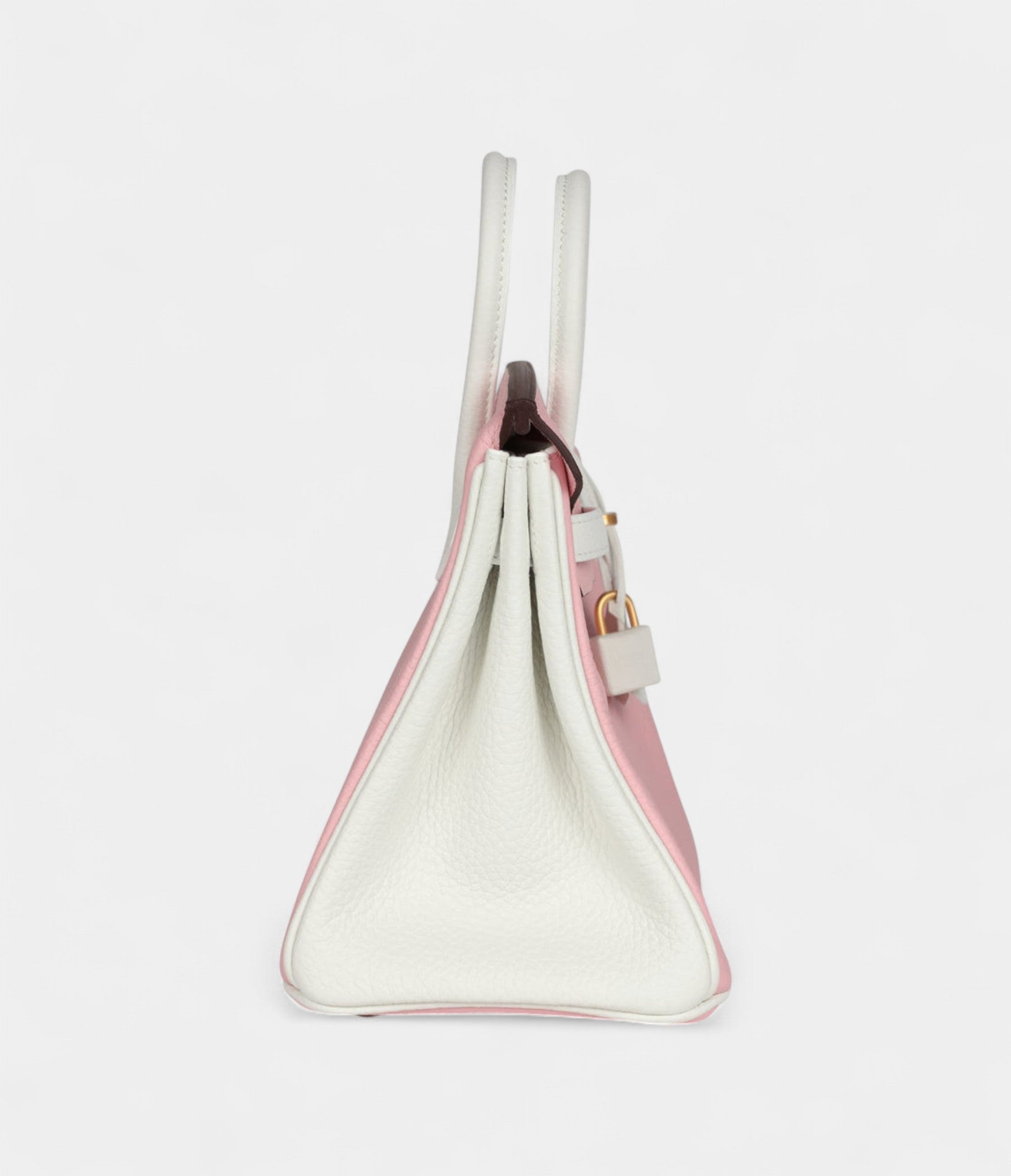 Hermès Birkin 25 Rose Sakura and White Clemence Brushed Gold Hardware