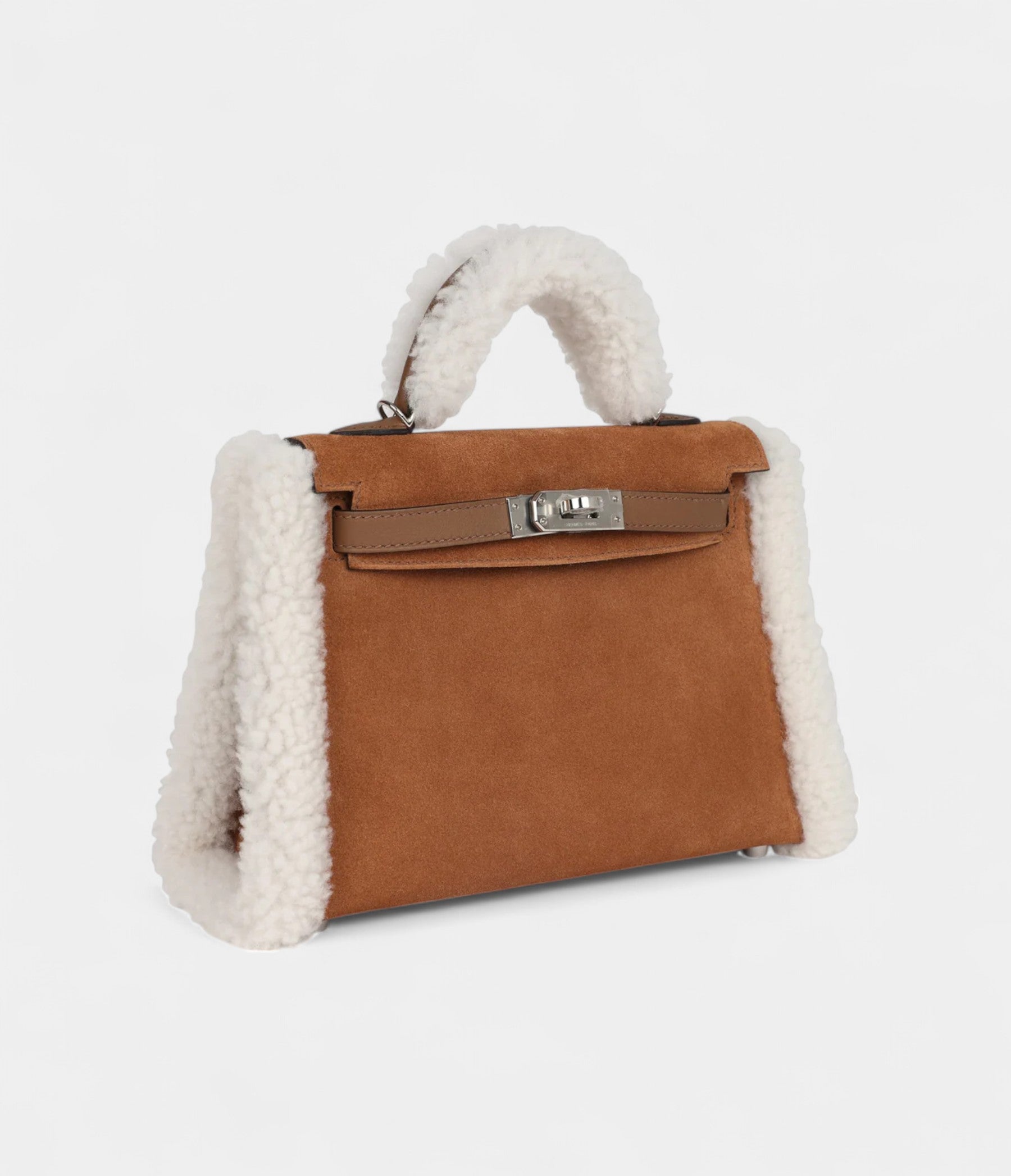 Hermès Teddy Kelly 20 Chamois Shearling and Swift Palladium Hardware