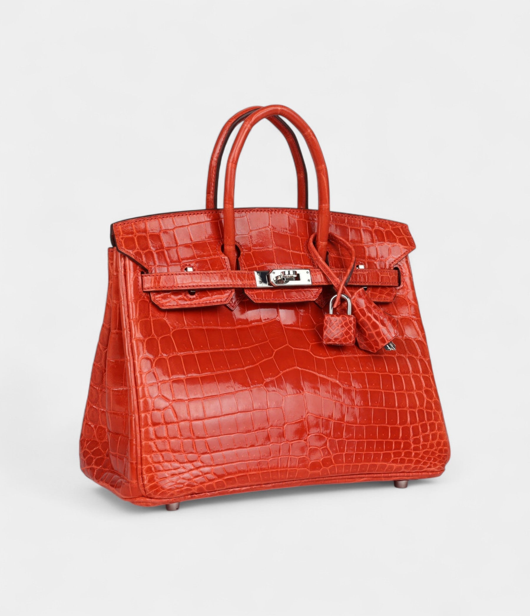 Hermès Birkin 25 Orange Poppy Shiny Niloticus Crocodile Palladium Hardware