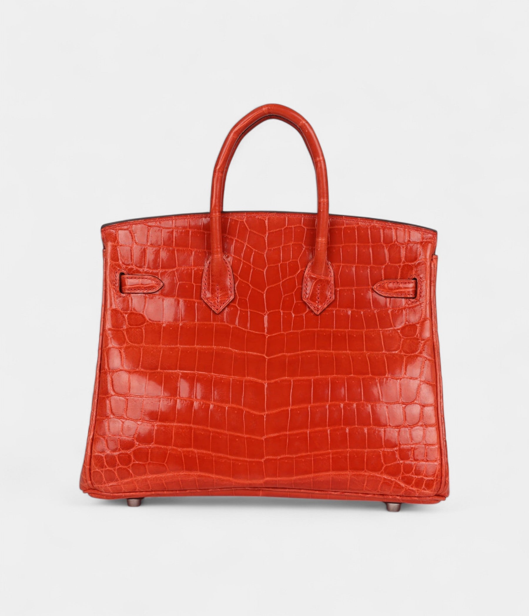 Hermès Birkin 25 Orange Poppy Shiny Niloticus Crocodile Palladium Hardware